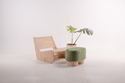 KØncØ Chair and Pouf in moss green