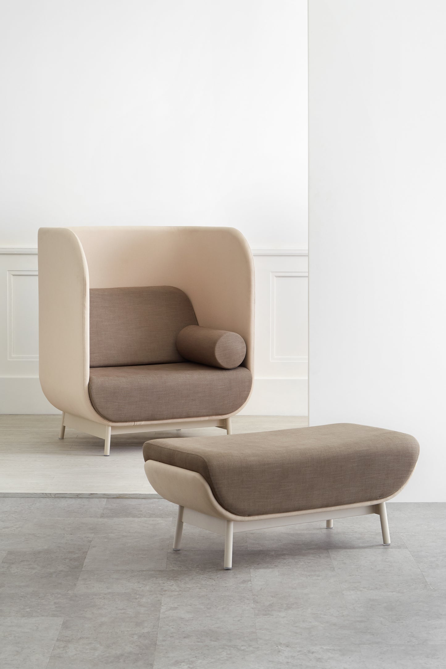 Solatium Privacy Chair and Otium Ottoman